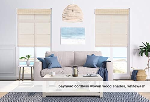 Cordless Woven Wood Roman Shades, 44W x 48H, Eastfield Ash, Sizes 20-72 Wide - Image 2