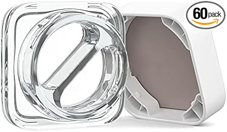 CannaAroma 60 Pack | 7ml Square Jar w/Dual Compartments (3.5ml each compartment) | Cube Jar Glass Container (White-Lid)