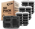 Freshware Meal Prep Containers 50 Count, 3 Compartment Food Storage Containers with Lids, Bento Box, BPA Free, Stackable, Microwave/Dishwasher/Freezer Safe (24 oz) (Pack of 6)