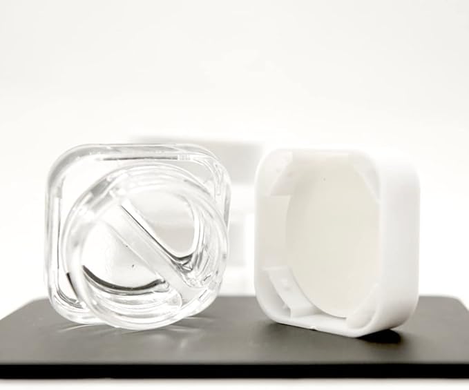 CannaAroma 60 Pack | 7ml Square Jar w/Dual Compartments (3.5ml each compartment) | Cube Jar Glass Container (White-Lid)