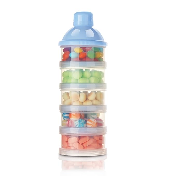 Accmor Formula Dispenser On The Go, 5 Compartments Stackable Formula Container for Travel, Baby Milk Powder Kids Snack Container, BPA Free