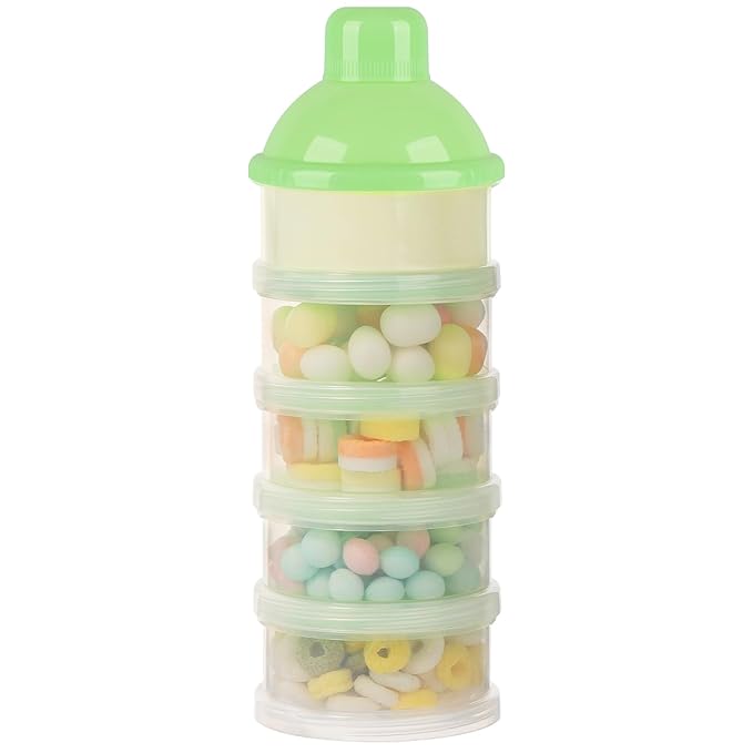 Accmor Formula Dispenser On The Go, 5 Compartments Stackable Formula Container for Travel, Baby Milk Powder Kids Snack Container, BPA Free