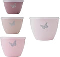 Dolly Parton Prep Bowl Set with Lids – 4-Piece Blush Butterfly Design, Airtight Storage, Mixing and Serving Bowls, Dishwasher Safe, 1–4 Cup Sizes