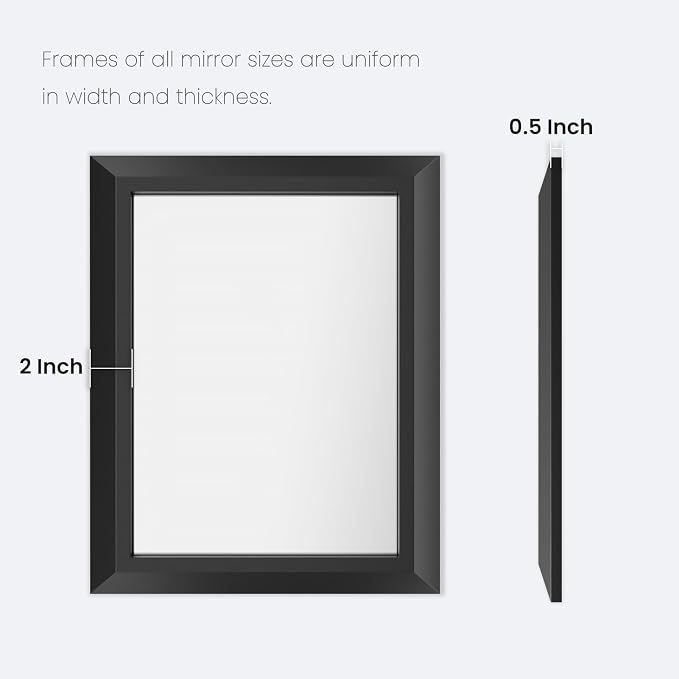 Amorho Bathroom Mirror Black, 40X36 Inch Thick Metal Framed Wall Mirrors - Image 7