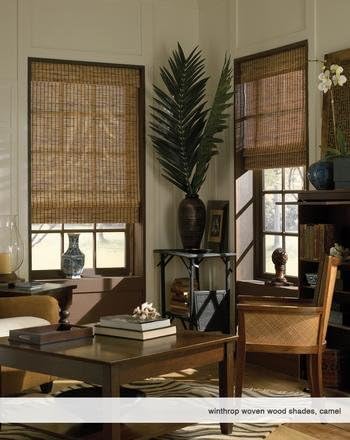 Cordless Woven Wood Roman Shades, 51W x 60H, Ashbury Camel, Sizes 20-72 Wide - Image 2