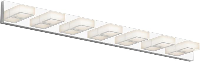 Ralbay 46" LED Chrome Vanity Lights 7 Lights Acrylic Stainless Steel LED Modern by RalbayLighting