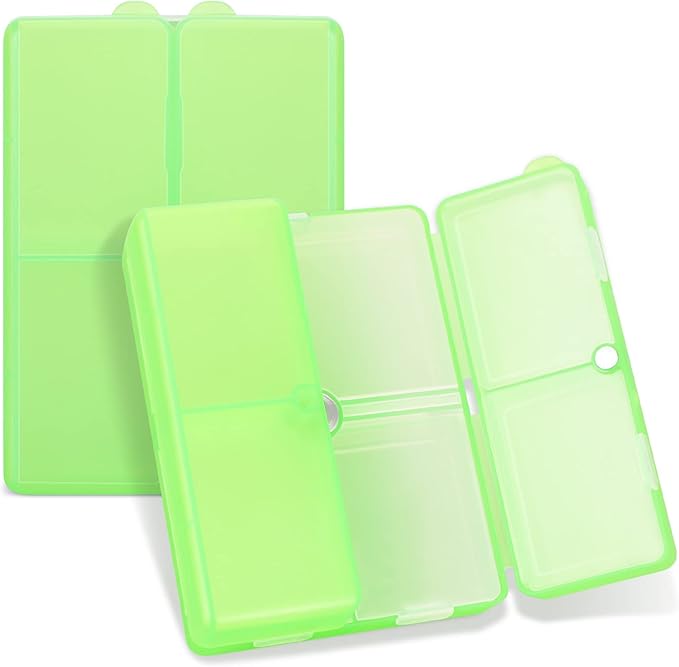 FYY Daily Pill Organizer,7 Compartments Portable Pill Case Travel Pill Organizer,[Folding Design] Large Pill Box for Purse Pocket to Hold Vitamins,Cod Liver Oil,Supplements and Medication-Clear Green