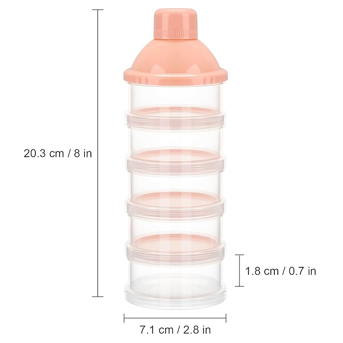 Accmor Formula Dispenser On The Go, 5 Compartments Stackable Formula Container for Travel, Baby Milk Powder Kids Snack Container, BPA Free