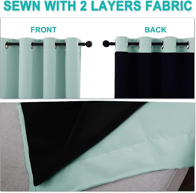 NICETOWN 100% Blackout Curtains 57 inches Long, Double-Deck Completely Blackout - Image 5