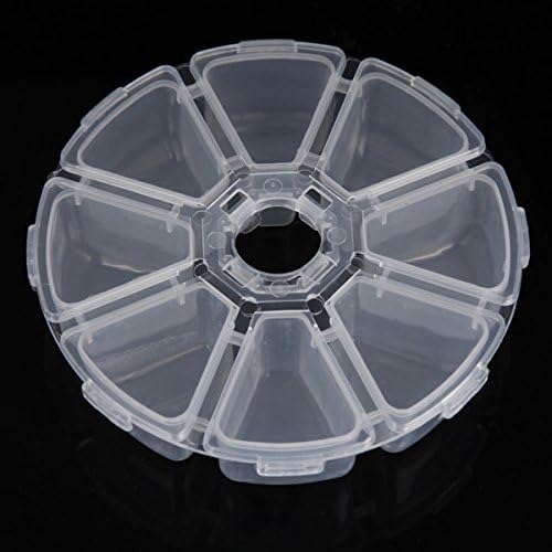 OrangeTag 5Pcs 8 Compartments Plastic Clear Round Craft Gem Beads Display Storage Case Box Organizer Container Divider Jewelry Box Sewing Box