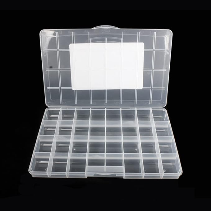 32 Grids Clear Plastic Organizer Box, Craft Storage Container for Beads Organizer, Art DIY, Crafts Jewelry Storage, Fishing Tackles, Rock Collection, 2 Pack