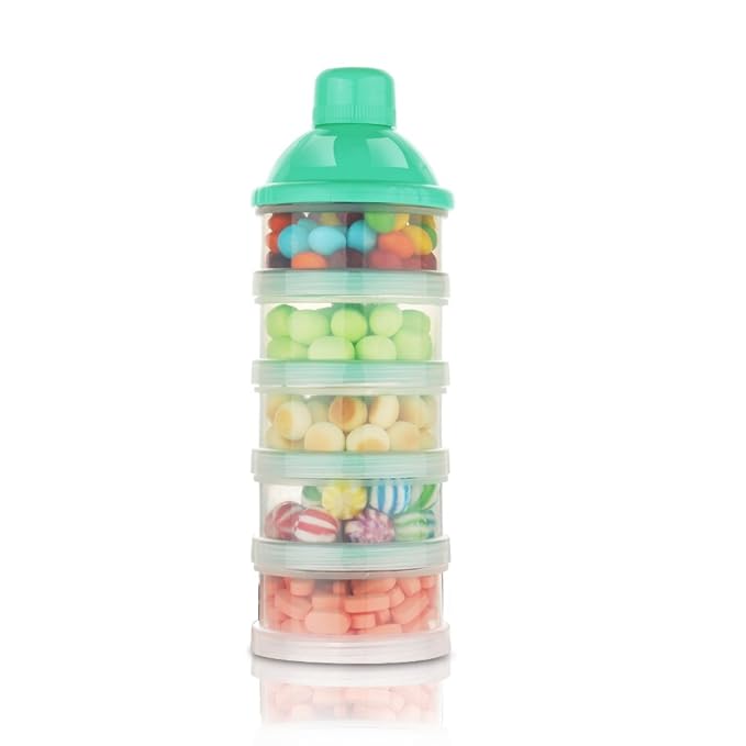 Accmor Formula Dispenser On The Go, 5 Compartments Stackable Formula Container for Travel, Baby Milk Powder Kids Snack Container, BPA Free