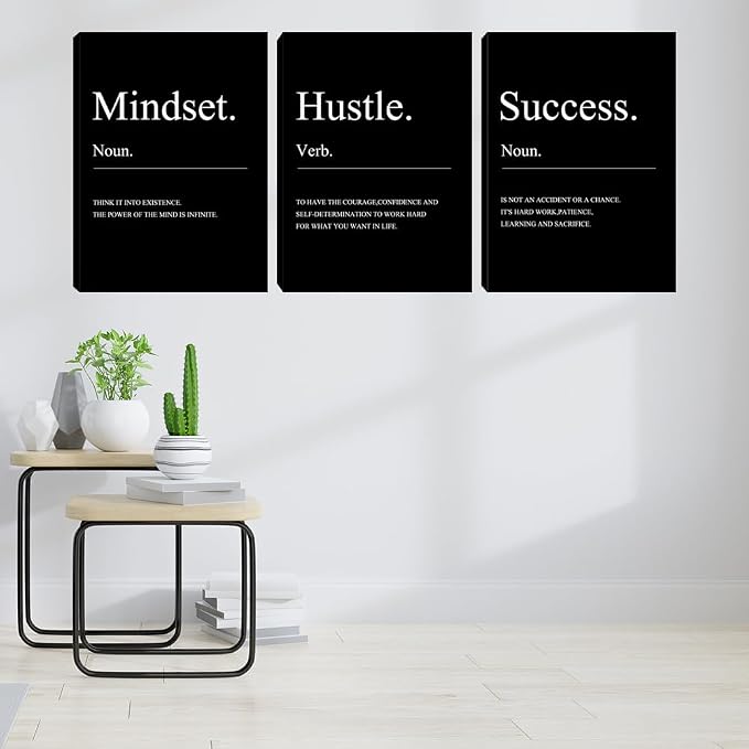 Large Motivational Office Wall Decor Mindset Canvas Wall Art Hustle Posters - Image 3