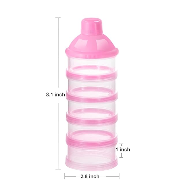 Accmor Formula Dispenser On The Go, 5 Compartments Stackable Formula Container for Travel, Baby Milk Powder Kids Snack Container, BPA Free