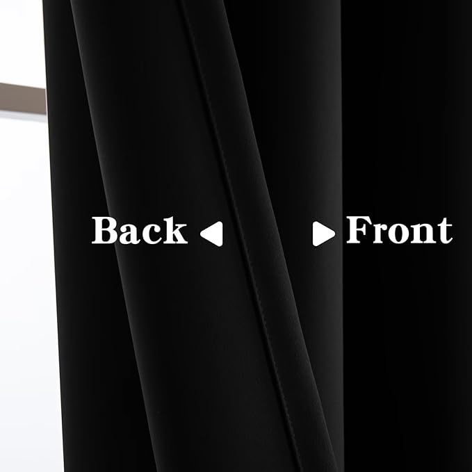 IGEMAEVE Black Blackout Curtains 96 Inch Length 2 Panels Set, Rod Pocket Energy - Image 9