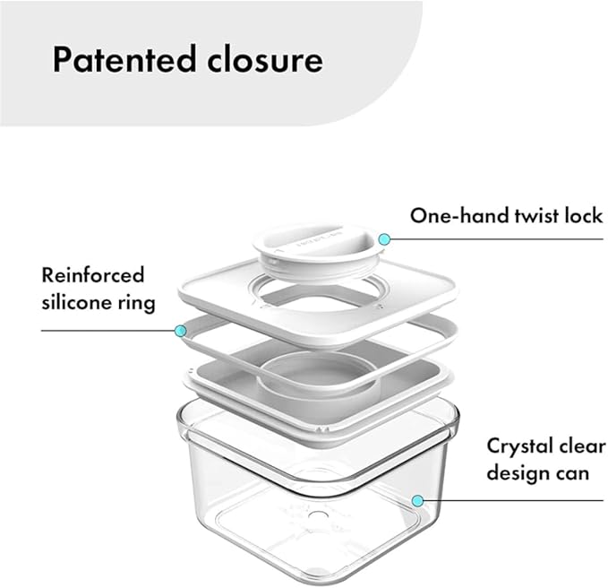 Neoflam Airtight Smart Seal Food Storage Container | Crystal Clear Body | Modular, Stackable, Nestable Design (Set)