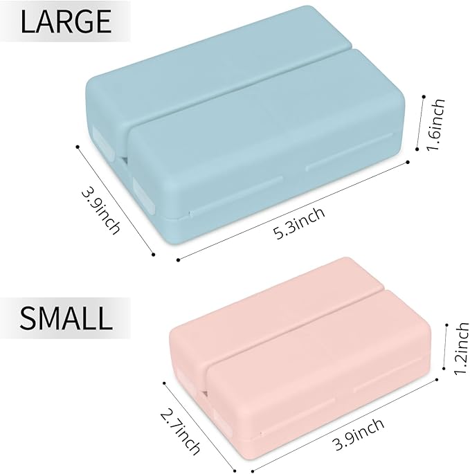 FYY 2 Pcs Daily Pill Organizer, 7 Compartments Portable Pill Case Travel Pill Organizer,[Folding Design] Pill Box for Purse Pocket to Hold Vitamins,Cod Liver Oil,Supplements and Medication-Pink+Navy
