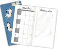 Pocket Planner Notebook with Plastic Sleeve, Meal Planner Refills with Shopping List, 30Sheets, 8.25"x4.25" Regular TN Journal Inserts for Food, Travelers Notebook Insert for Healthy Eating. Blue Cat