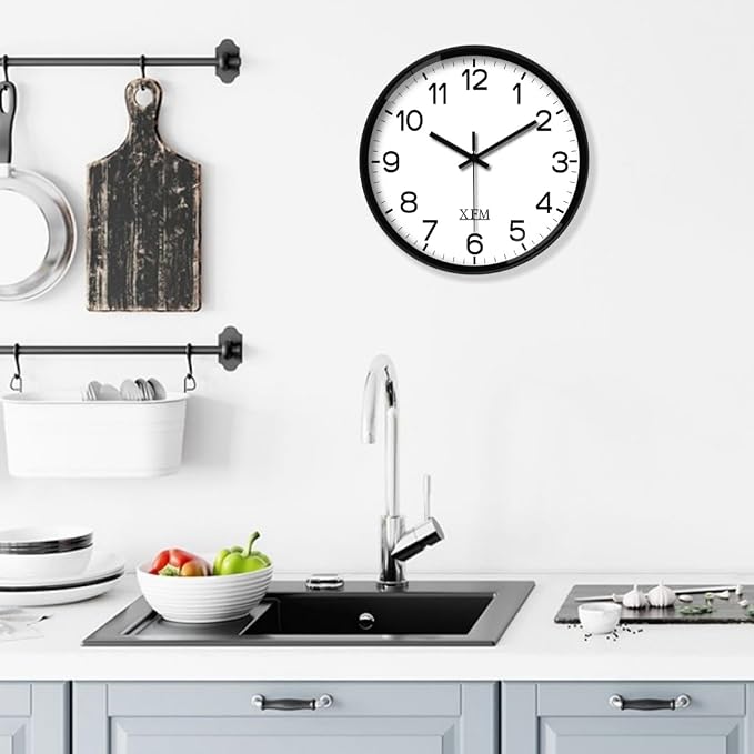 XFM Wall Clock 12 Inch Modern Small Wall Clocks Battery Operated Silent Non - Image 2