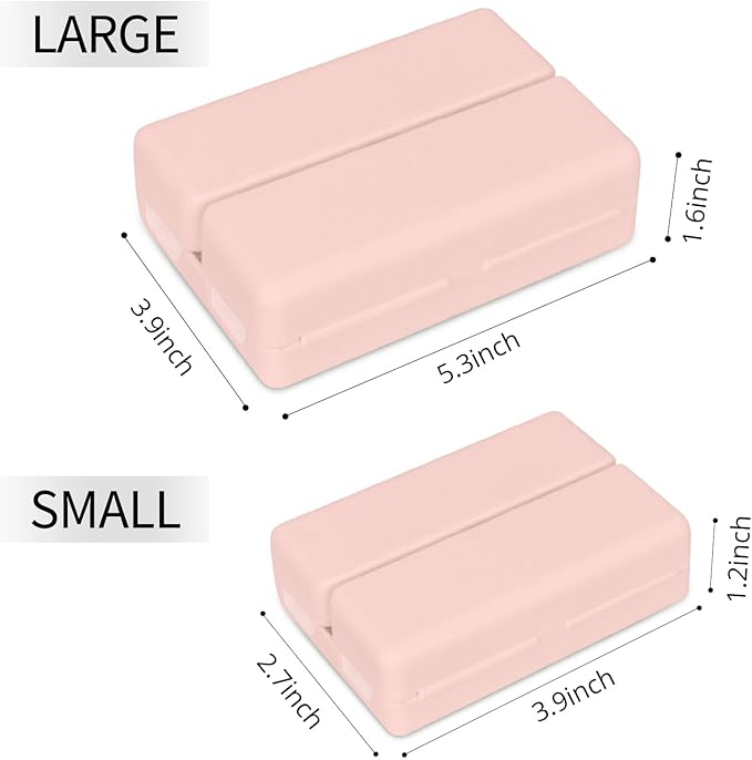 FYY 2 Pcs Daily Pill Organizer, 7 Compartments Portable Pill Case Travel Pill Organizer,[Folding Design] Pill Box for Purse Pocket to Hold Vitamins,Cod Liver Oil,Supplements and Medication-Pink