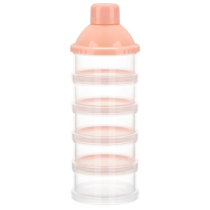 Accmor Formula Dispenser On The Go, 5 Compartments Stackable Formula Container for Travel, Baby Milk Powder Kids Snack Container, BPA Free