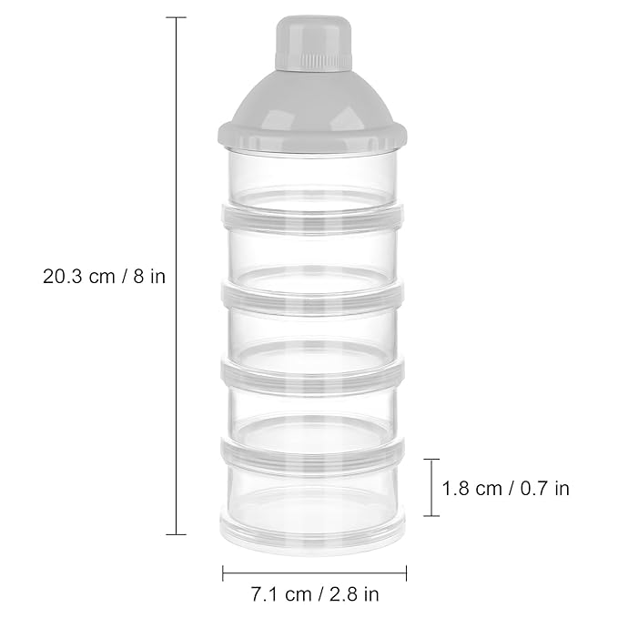 Accmor Formula Dispenser On The Go, 5 Compartments Stackable Formula Container for Travel, Baby Milk Powder Kids Snack Container, BPA Free