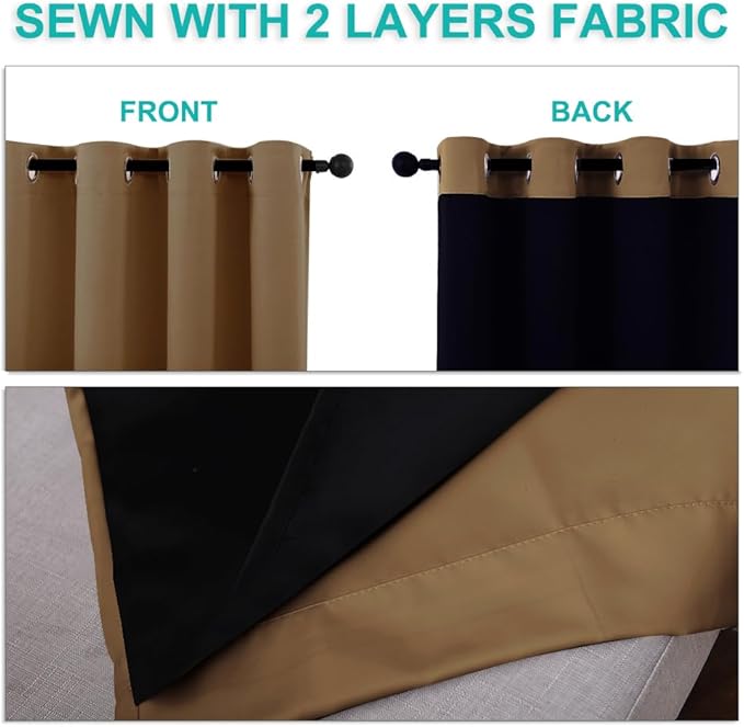 NICETOWN 100% Blackout Lined Curtains, 1 Pair, 2 Thick Layers Completely - Image 5