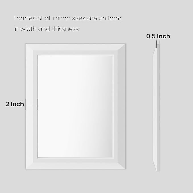 Amorho Bathroom Mirror, 24x30 Inch White Thick Metal Framed Wall Mirrors - Image 7