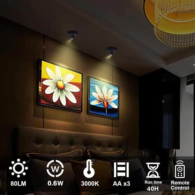 HAMVIDNE LED Spotlights, Battery Powered Picture Lights, Uplighting Indoor - Image 5