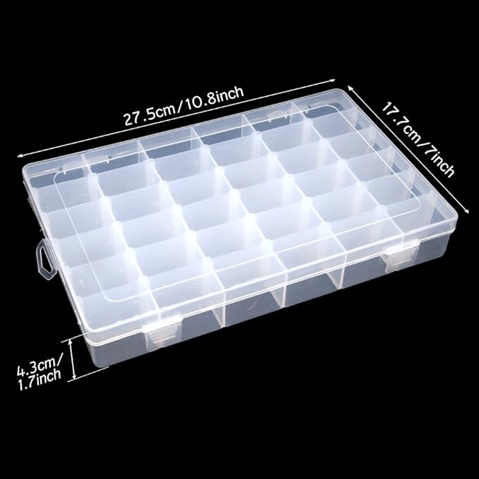 Clear Plastic Jewelry Box Organizer Storage Container with Adjustable Dividers (36 Grids)