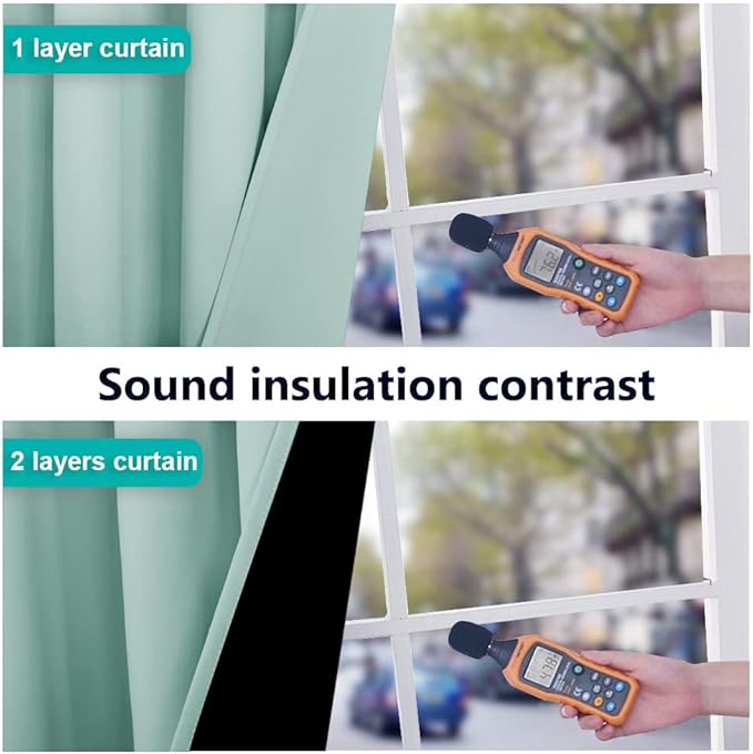 NICETOWN Aqua Blue 100% Blackout Lined Curtains, 2 Thick Layers Narrow Wide - Image 4