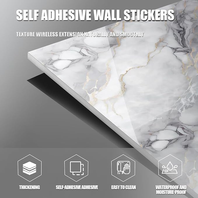 10pcs Marble Peel and Stick Waterproof Wall Panels, Heat-Resistant Backsplash - Image 7