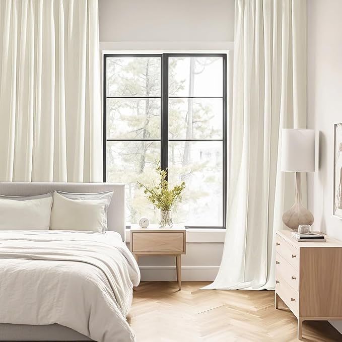 MIULEE Cream Back Tab Blackout Curtains 90 Inches Long 2 Panels Set - Image 2