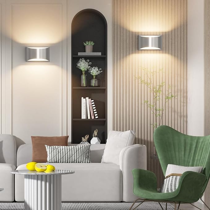 Aipsun Nickel Modern LED Wall Sconce Hardwired Indoor Wall Lights 1 Pack Up and - Image 3