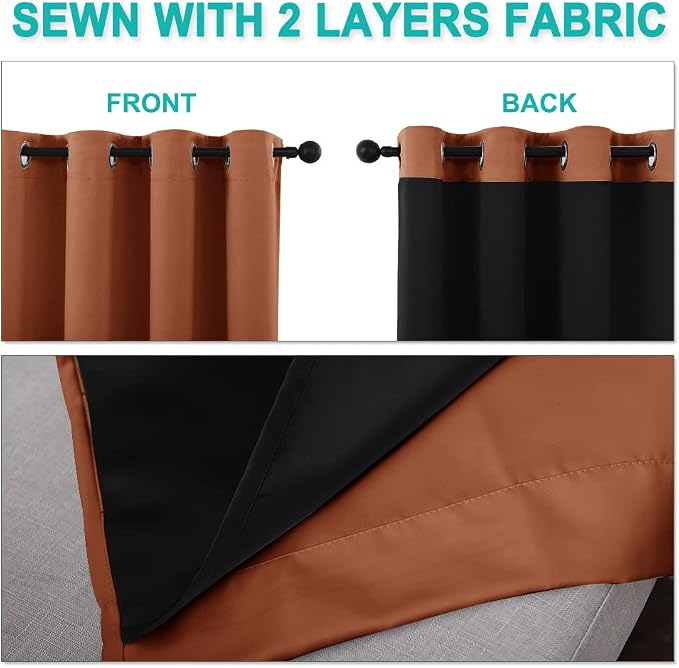NICETOWN 100% Blackout Window Curtain Panels, Cold and Full Light Blocking - Image 5