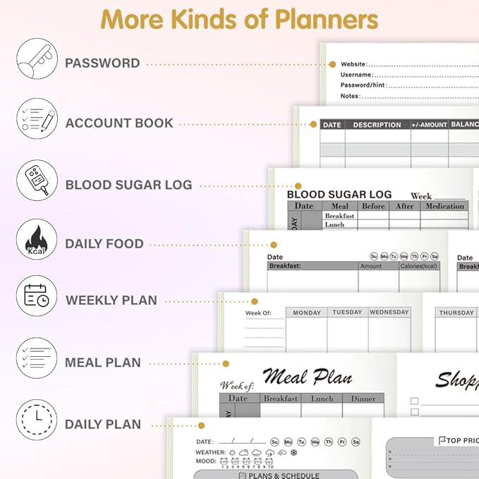Pocket Planner Notebook with Plastic Sleeve, Account Book Planner Refills, 30Sheets, 8.25x4.25inches Regular TN Journal Notebooks, Travelers Notebook Insert for Income & Spending. Morris Mums