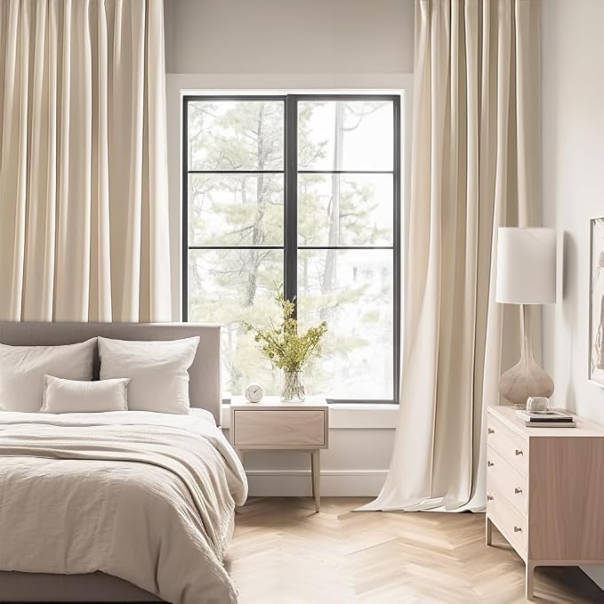 MIULEE Back Tab Cream Beige Curtains 90 Inch Long 2 Panels Set - Image 2
