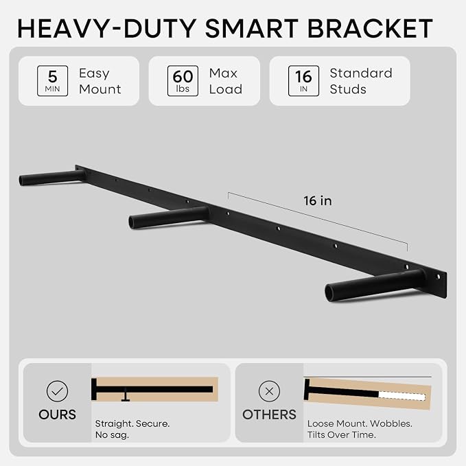 Homeforia Walnut 60 inch Floating Shelf, High End Solid Real Wood 60inch Long - Image 4