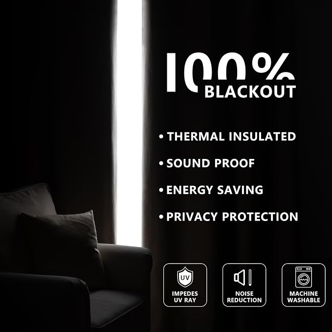 IGEMAEVE 100% Blackout Curtains 108 Inches Long - Image 7