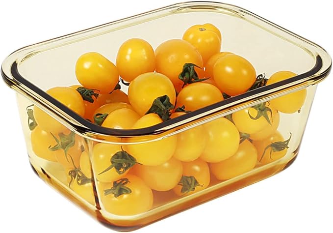 DAS TRUST Amber Glass Meal Prep Containers Microwave Safe Meal Prep Bowls Glass Food Prep Containers with Lid for Adult Meal Prep Bento Boxes
