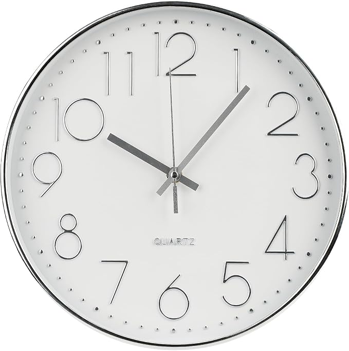 Wall Clock 10 Inch Non-Ticking Silent Modern Simple Style Round Decor Clock by BAKBRAND
