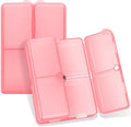 FYY Daily Pill Organizer,7 Compartments Portable Pill Case Travel Pill Organizer,[Folding Design] Large Pill Box for Purse Pocket to Hold Vitamins,Cod Liver Oil,Supplements and Medication-Clear Red