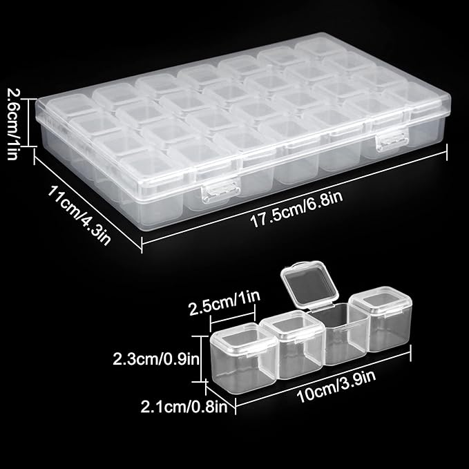 Guyuyii 56 Slots Diamond Painting Storage - 2 Pack 28 Grids diamond art organizer for Bead Storage, Craft Supply, Small Item, and Jewelry Organization