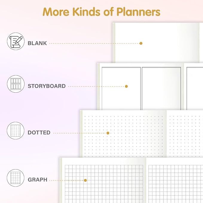 Pocket Planner Notebook, Graph Ruled Planner Refills, 30Sheets, 8.25x4.25inches Regular TN Journal Notebooks, Travelers Notebook Insert for Writing Pattern Diary Memo