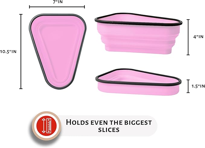 PIZZA PACK The Perfect Reusable Pizza Storage Container with 5 Microwavable Serving Trays - BPA-Free Adjustable Pizza Slice Container to Organize & Save Space, Pink