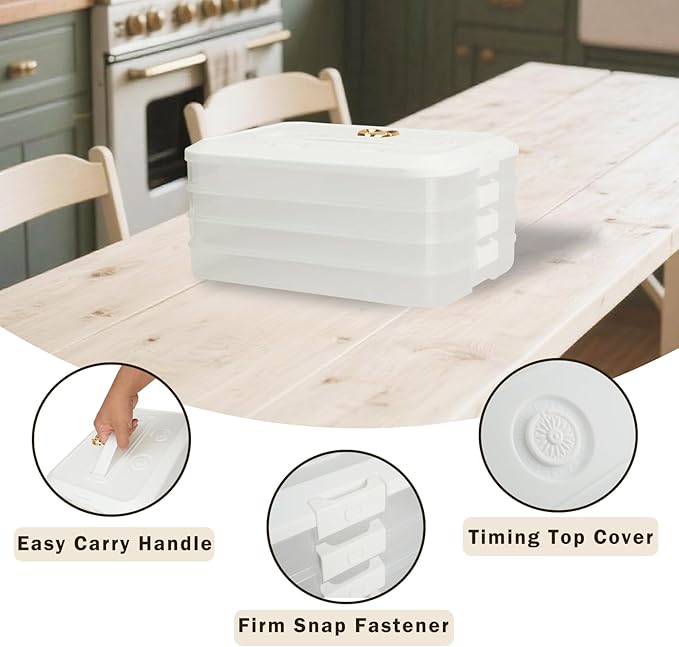 4-layer Food Storage Containers With Lids Airtight Cleaning brushes and cloths, Snacklebox Carrier to Keep Fresh, Plastic Storage Containers for Cupcake Cookie Pizza Dumpling Pie Sugar
