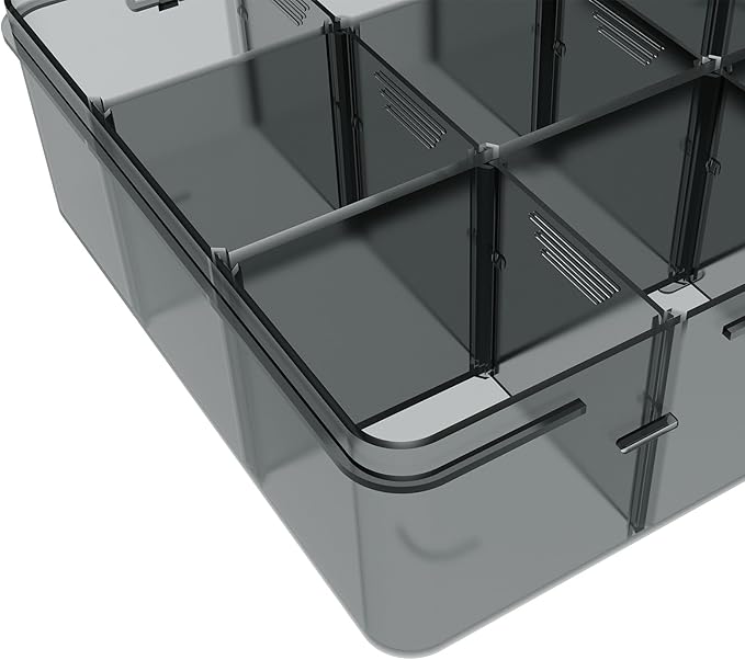 Plastic Organizer Box, 12 Grids Clear Bead Organizer Compartment Box with Removable Dividers for Tackle box,Parts, Earring Container Tool Fishing Hook Hair Accessories,8.8" L x 6.7" W x 2" H