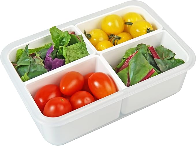 carrotez Food Storage Container with 4 Removable Compartments, Food Prep Container with Airtight Lids, Portion Control Container, Reusable, BPA Free, 4.6 Cup(1100ml)