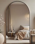 DMWOODFL 77"x38" Black Arched Full Length Mirror by DMWOODFL