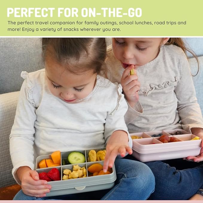 melii Snackle Box | 6-Compartment Divided Snack Container, BPA-Free Food Storage with Removable Dividers for School, Travel & On-the-Go Snacking (Rainbow)